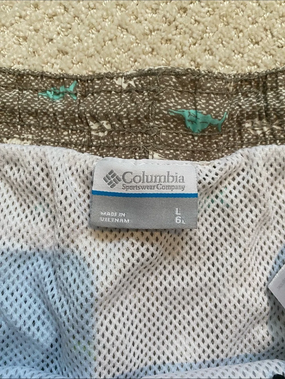 Men’s Columbia PFG Lounge, Beach or Fishing Shorts with Fish Print
